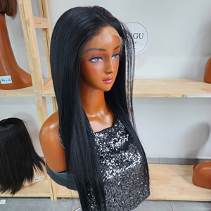 Virgin Vietnamese Straight Human Hair Lace Full Lace <b>Wig</b> Natural Black Auburn <b>Brown</b> Transparent HD Lace Glueless Double Drawn Lo - Product Image 2