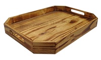 Plateau en bois d'acacia de forme octogonale au design élégant le plus vendu pour le petit déjeuner le dîner plateau de Table basse en bois pour l'exportation