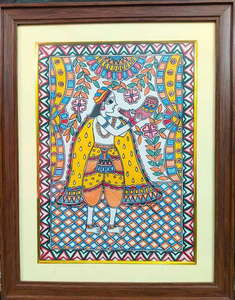 ภาพวาดศิลปะพื้นบ้านมิธิลาสีสันสดใสบนผืนผ้าใบ งานฝีมือทำมือแบบ 3 มิติเต็มรูปแบบจากจาร์กฮานด์ สำหรับตกแต่งบ้าน - Product Image 3