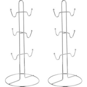 Soporte de metal para tazas con 6 ganchos, organizador de cocina, soporte para tazas, acabado dorado, material de hierro, ahorro de espacio, expositor. - Product Image 4