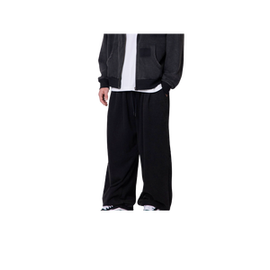 Men's Black Corduroy Sweatpants Elastic Waist Side Pockets Casual Autumn Midweight Knitted Breathable Pants - Product Image 4