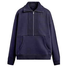 Oversized Half Zip Knitted Cotton Sweatshirt <b>Men</b> Solid Color Casual Autumn Regular Sleeve Stand Collar Fleece Breathable - Product Image 2