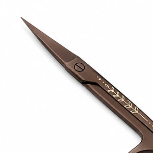 Ciseaux à sourcils en acier inoxydable, lame droite, pour droitiers, outil de beauté et de toilettage, finition bronze - Product Image 4
