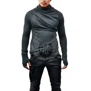 Men Fashion Shirt Cover Round Neck Black Sublimation Long Sleeves Shirt Wholesale Low Price Men 100% Polyester Shirt