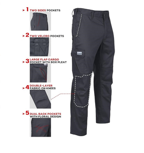 Custom EN/CE Certified Plus Size Flame Resistant 100% Cotton <b>Cargo</b> <b>Work</b> <b>Pants</b> Men 6 Pocket Double Reinforced Knees Welding PPE - Product Image 3