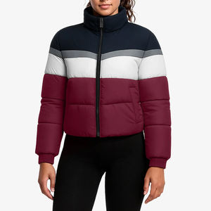 เสื้อแจ็คเก็ตพัฟเฟอร์สีสันทันสมัย ดีไซน์เก๋ไก๋แบบเย็บต่อสี  พร้อมซิปปิด  เสื้อโค้ทกันหนาวสำหรับฤดูหนาว  สไตล์สตรีทแวร์ลำลองสำหรับกิจกรรมกลางแจ้ง - Product Image 1