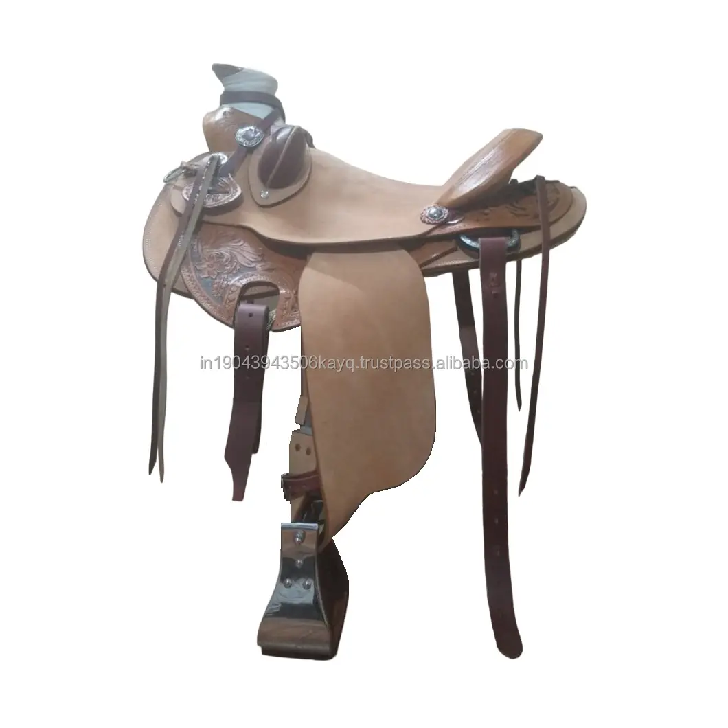 Horse Western Saddles Pure Leather Roping Ranch Trail Saddle Long Riding Leather Horse Saddle for all Purpose