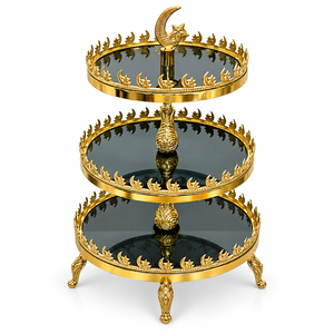 Support à chocolat en verre décoratif avec accents lune et étoile dorés pour hôtels, mariages et événements – Tailles et couleurs personnalisées disponibles - Product Image 1