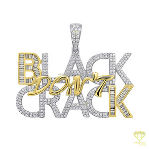 Collar con Colgante Personalizado 'Black Dont Crack', Cadena Hip Hop con Diamantes Moissanite, Joyería Brillante, Regalo - Product Image 2