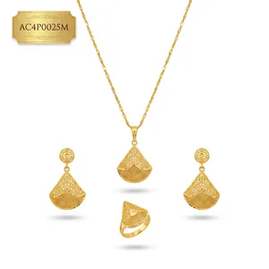 Juego de Collares Clásicos de Latón con Baño de Oro de 18K y Cadena Singapuriana Trenzada para Mujeres y Niñas - Joyería para Bodas y Fiestas - Product Image 2