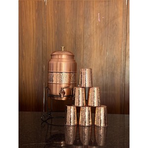 Classic Handcrafted Pure Copper Water Dispenser Vessel with Lid for Kitchen Dining <b>Table</b> and Office Use - Product Image 4