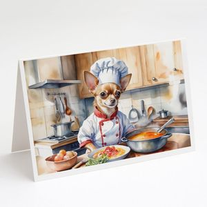 Whimsical A7 Tamaño 5x7 Tarjetas de nota en blanco Paquete de 8 con sobres Chihuahua the Chef Tarjetas de felicitación - Product Image 1