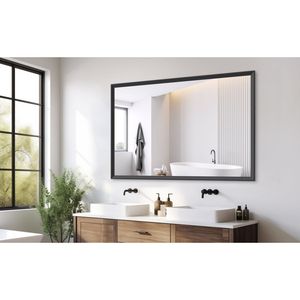 Modern Rectangle Bathroom <b>Mirror</b> 60\"x40\" Oversized <b>Large</b> Wall <b>Mirrors</b> with Black <b>Frame</b> Decorative for Living Room Bedroom - Product Image 5
