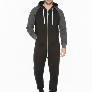 New Fashion Adult Mens Fleece Thermal Plus Size Quick Dry Breathable Plain Casual Hooded <b>Jumpsuit</b> Loungewear <b>Pockets</b> Loose - Product Image 6