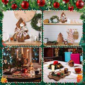 เขียงคริสต์มาส ของขวัญเขียงรูปต้นคริสต์มาส พร้อมที่ขูดรูปซานต้าและริบบิ้น เขียงไม้สำหรับเสิร์ฟอาหาร - Product Image 2