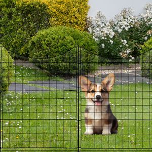 Recinzione Decorativa in Metallo a 5 Pannelli, 6 Piedi, Senza Scavo, Barriera Temporanea per Animali e Cani, per Giardino, Cortile, Esterni, 4 Pezzi - Product Image 3