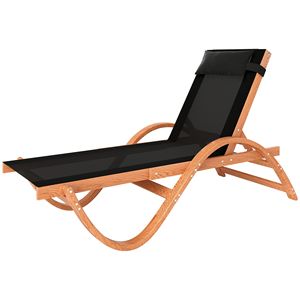 Sdraio da Giardino Regolabile a 4 Livelli in Legno di Larice, Completamente Reclinabile, con Seduta in Rete Nera per Piscina, Realizzata in Teak - Product Image 1