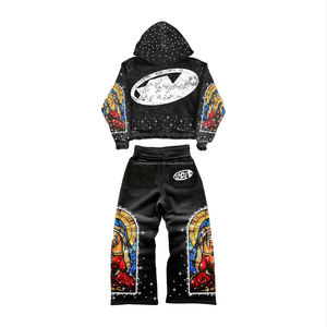 Survêtement en coton 100% vintage lavé, délavé au soleil, avec logo brodé personnalisé, appliqué et strass, pour homme - Product Image 5