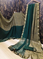 FATEMA FASHION Saree indien traditionnel en georgette imprimée pour femme, style Bollywood, séchage rapide, style pakistanais, idéal pour les mariages et les fêtes