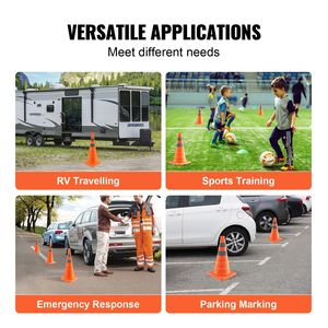 4 Pack 28 Inch Reflective Safety Cones Wide Base Construction Traffic Cones <b>Collapsible</b> <b>Storage</b> Bag Road Cone <b>Storage</b> Solution - Product Image 2