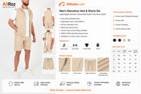 Ensemble Gilet et Short d'été pour Homme – Respirant, Sans Manches, avec Fermeture Éclair, Multi-poches, Léger et Décontracté