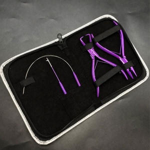 Professional Gold-Plated Hair Extension Tool Kit Complete Wig Making & Weaving Set with Scissors Pliers & <b>Needles</b> - Product Image 6