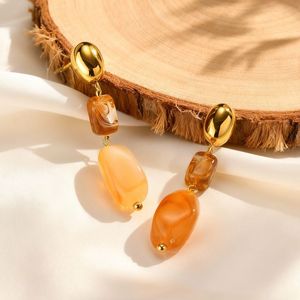 Accesorios para Mujer, Joyería Permanente, Pendientes Colgantes Geométricos de Resina Colorida Retro para Mujeres y Niñas - Product Image 1