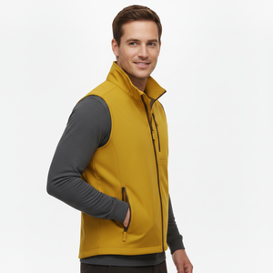 Gilet softshell standard unisexe coupe ajustée coupe-vent respirant avec fermeture éclair frontale col montant sans manches style décontracté pour la course - Product Image 4