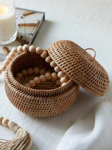 Rattan Box Natural Woven Storage <b>Basket</b> Covered Organizer for Home Decor Gift Packaging and Retail <b>Display</b> - Product Image 2