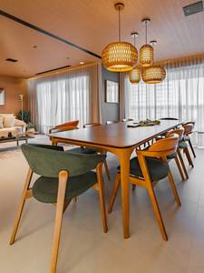 Juego de Comedor Moderno de Teca con Sillas Tapizadas, Muebles Contemporáneos de Lujo para Interiores de Villas y Hoteles - Product Image 6