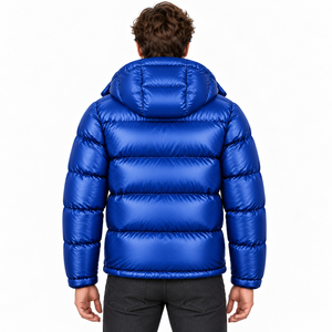 Shiny Hooded <b>Puffer</b> Jacket <b>Mens</b> Winter Outerwear Quilted Padded <b>Coat</b> High Collar Full Zip Sleeve Pocket Casual Cold Weather Wear - Product Image 6