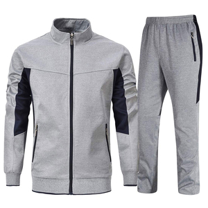 Chaqueta Deportiva Gris para Hombre con Cierre Completo, Bolsillos Laterales, Cuello Alto, Transpirable, de Poliéster, para Otoño - Product Image 1