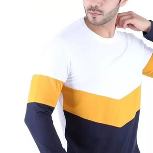 Camiseta de Manga Larga para Hombre, Cuello Redondo, Corte Regular, Diseño Sólido con Detalles en Contraste, Tejido Casual - Product Image 4