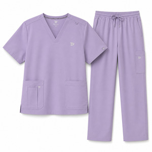 Conjunto de Uniforme Médico Unisex Más Vendido, Top con Cuello en V y Pantalones, Color Morado, Uniformes de Hospital, Ropa de Trabajo Médica de Poliéster Tejido - Product Image 1