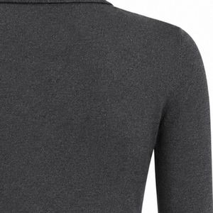 <b>Women</b> Charcoal <b>Long</b> <b>Sleeve</b> <b>Polo</b> <b>Shirt</b> Knitted Cotton Breathable Classic Golf Top Front Logo Button Closure - Product Image 4