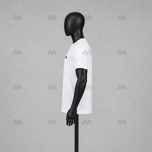 เสื้อยืดทรงบ็อกซี่คุณภาพสูง 180 กรัม ไซส์ใหญ่ 100% โพลีเอสเตอร์ สีพื้น แขนสั้น แบบเป็นทางการ เป็นมิตรกับสิ่งแวดล้อม ทรงโอเวอร์ไซส์ สีขาว - Product Image 5