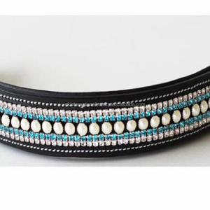 Correa de cuero para cejas de caballo, perlas y cristales de 5 filas, con diamantes de imitación, acolchados, gran oferta, precio al por mayor - Product Image 3