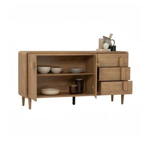 High quality teak <b>wood</b> sideboard with natural <b>wood</b> finishing color with 2 doors and 3 drawers for living room indoor use - Product Image 4