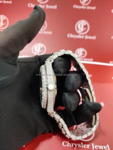 Reloj de lujo hecho a mano VVS Moissanite y diamante con totalmente para efecto de salida de hielo Banda de acero inoxidable Movimiento automático Hip Hop - Product Image 4