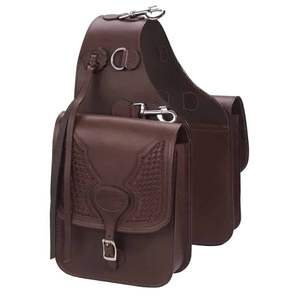 Sacoche en cuir pour selle de cheval western et moto, 100% cuir de buffle, artisanal, gravé à la main, couleur et logo personnalisables - Product Image 1