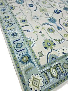 Alfombra de oración Oushak de marfil melocotón hecha a mano antigua alfombra de algodón con patrón abstracto para el hogar sala de estar o juegos de alfombras de oración - Product Image 6