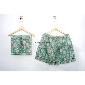 Pyjama de luxe moderne pour femme en coton et dentelle, à manches courtes, col en V, imprimé floral, respirant, lavable, coupe trapèze, sexy et romantique, idéal pour les soirées en boîte de nuit - Product Image 4