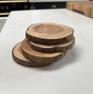 Wooden Cup Coaster Set Handmade Natural Wood <b>Table</b> <b>Protector</b> Pads - Product Image 4