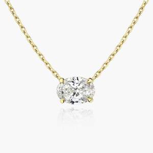 Pendentif solitaire ovale en diamant de laboratoire en argent sterling 925 plaqué or jaune, certifié IGI, luxe, coupe East West - Product Image 5