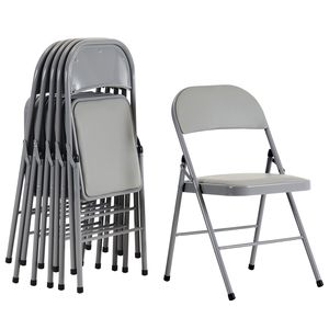 Set di 6 Sedie Pieghevoli Eleganti in PVC Grigio e Ferro per Esposizioni e Convenzioni - Product Image 2