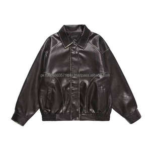 แจ็คเก็ตบอมเบอร์หนังสีน้ำตาลแบบใหม่ทันสมัยสั่งทำพิเศษสำหรับผู้ชาย - Product Image 2