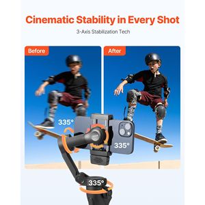 Stabilizzatore cardanico a 3 assi alimentato AI per smartphone con supporto per telefono con funzione di tracciamento - Product Image 2