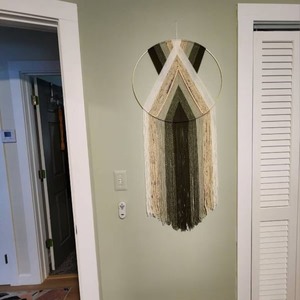 Tapiz de Macramé Bohemio, Diseño Geométrico Abstracto Circular, Fibra Natural, Decoración para el Hogar, Pieza de Arte para Sala de Estar, Un Solo Pieza - Product Image 5