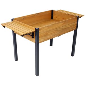 Estante de Almacenamiento Plegable con Patas Metálicas, Jardinera Elevada de Madera para Cultivar Hierbas Frescas, Vegetales, Macetas y Jardineras - Product Image 4