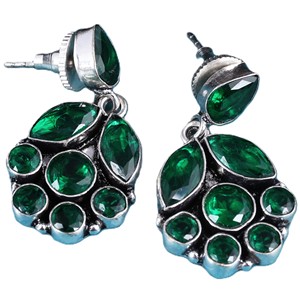 ต่างหูห้อยรูปดอกไม้สีเขียวออนิกซ์เคลือบเงินโบราณ สำหรับงานปาร์ตี้ จากผู้ผลิตที่เชื่อถือได้ ขายส่งจากโรงงานโดยตรง - Product Image 3